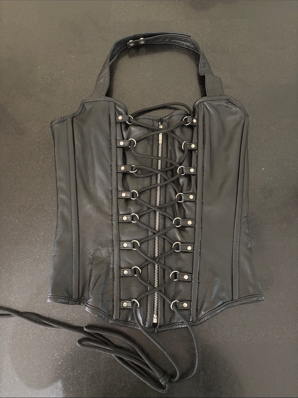 Black 100% real Leather Lace-Up Corset Top by Milwaukee Leather size small